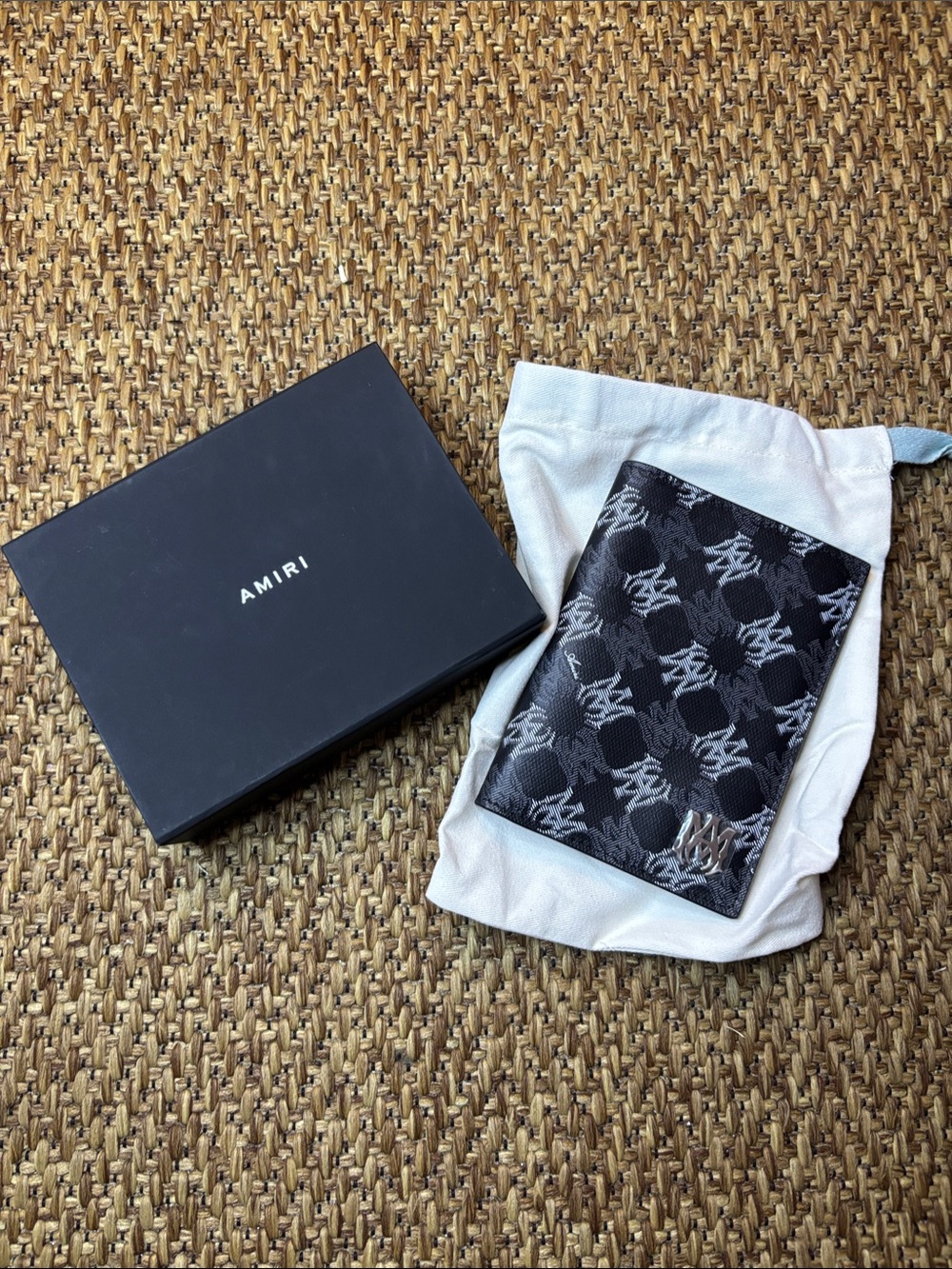 AMIRI Black & Gray Monogram Passport and Card Holder